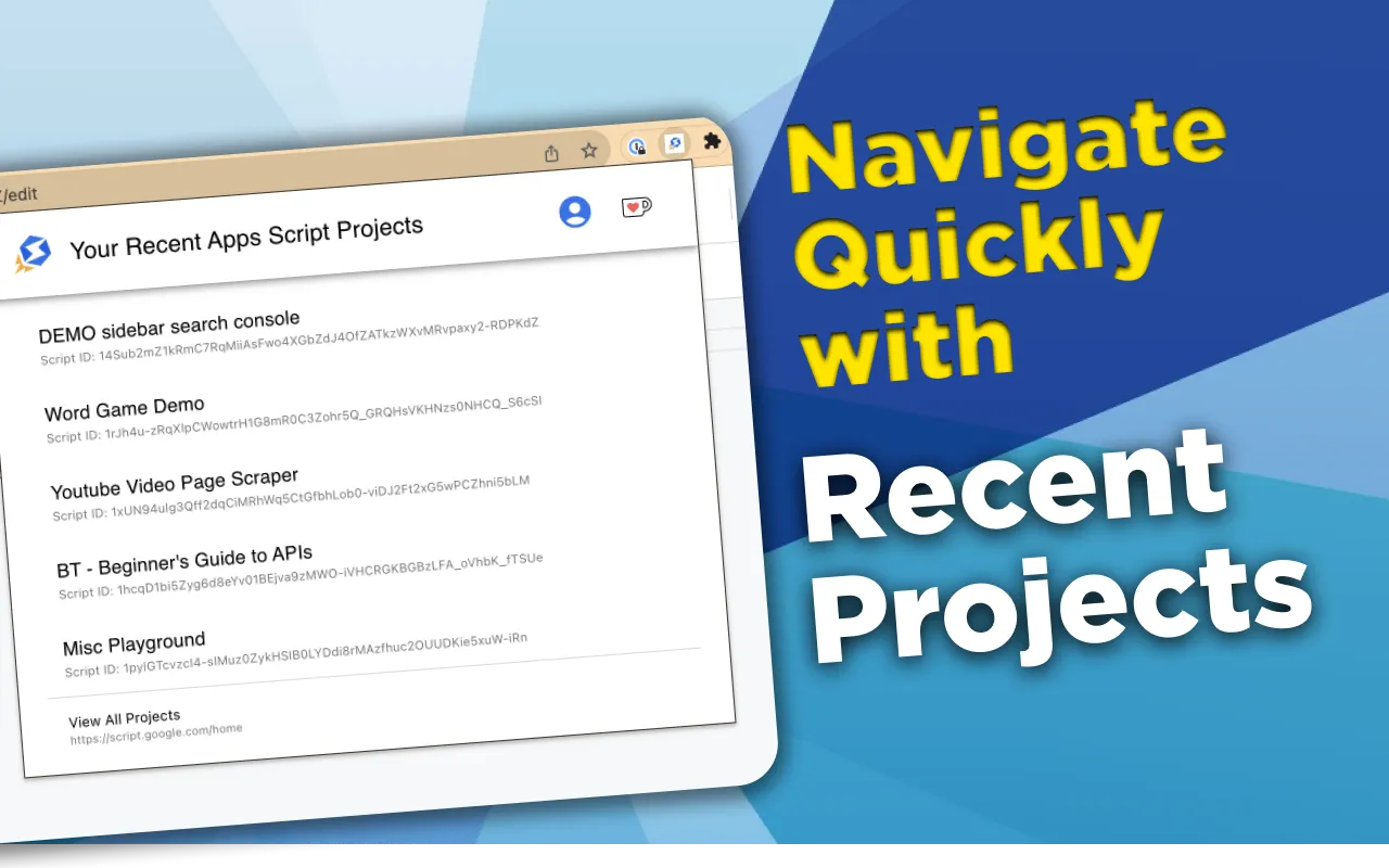 Quick navigation for Google Apps Script