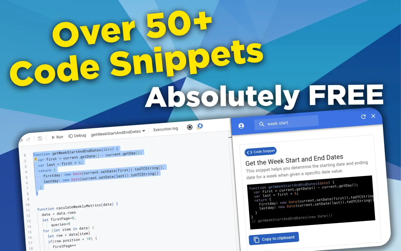 Access a library of code snippets for Google Apps Script